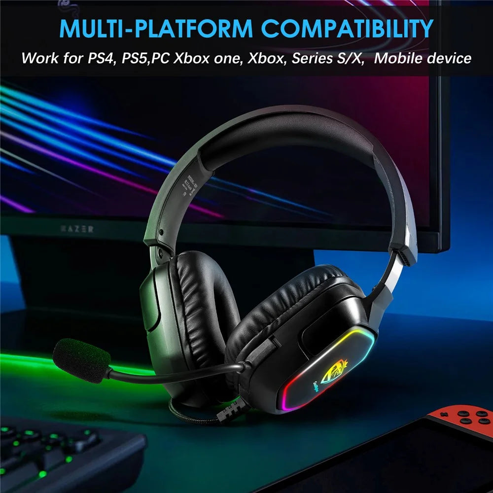 KOTION EACH S21 For PC / PS4 / PS5 Over-Ear Gaming Headset RGB Light Wired Headphone with Adapter Cable - 3