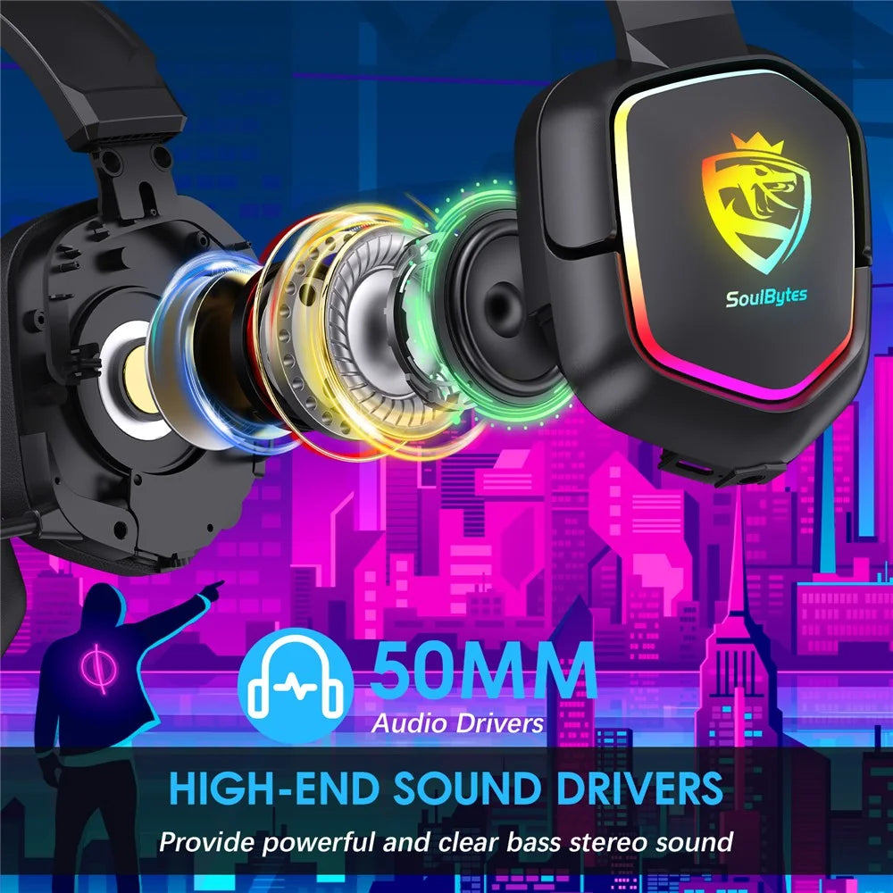 KOTION EACH S21 For PC / PS4 / PS5 Over-Ear Gaming Headset RGB Light Wired Headphone with Adapter Cable - 5