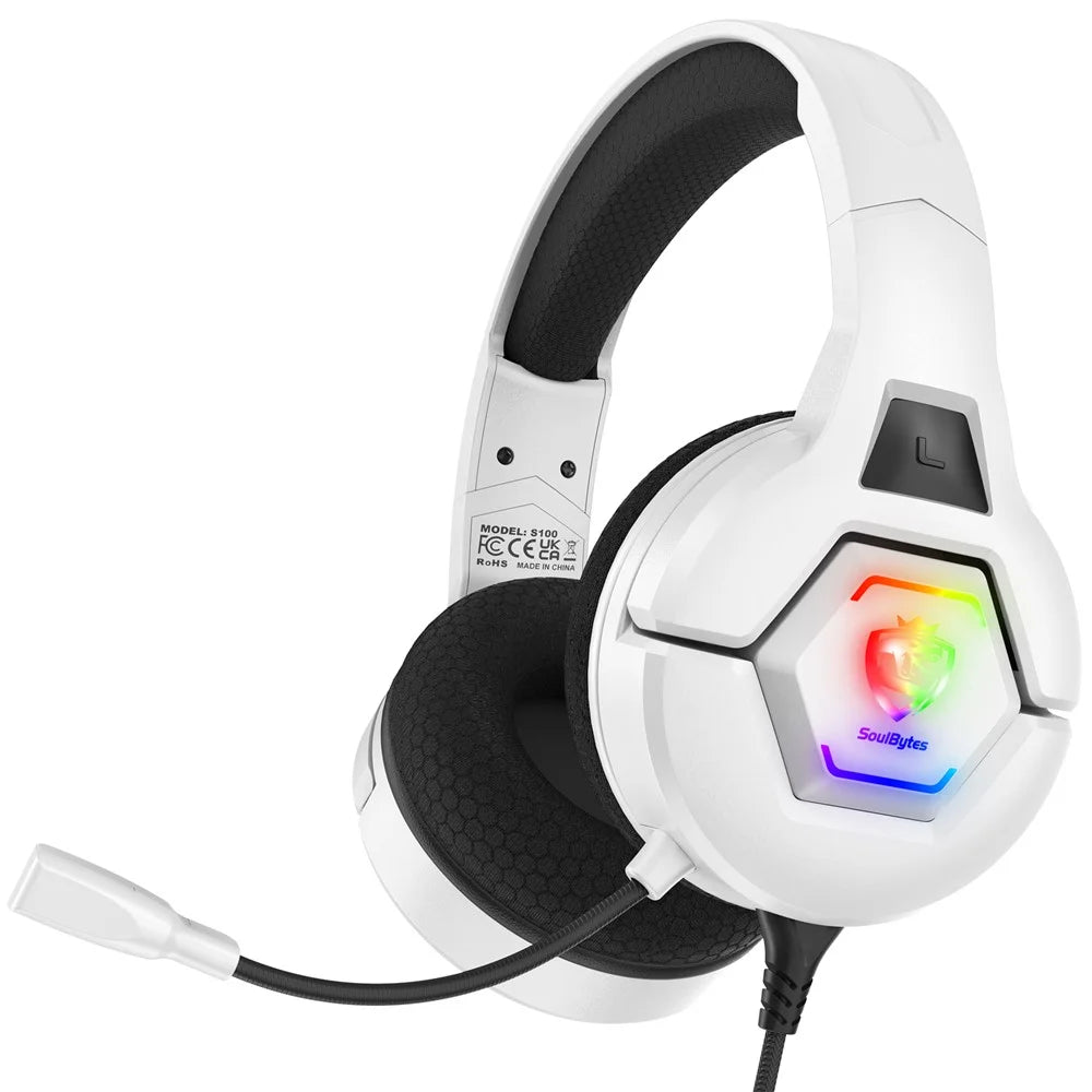KOTION EACH S100 Wired Gaming Headset for PS4 / PS5 / Computer E-Sports LED Light Headphone with Adapter Cable - White - 1
