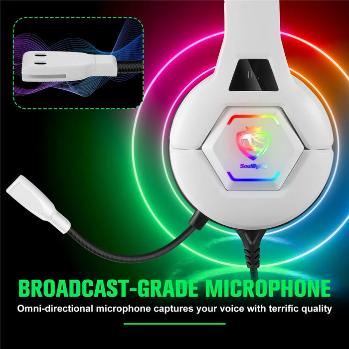 KOTION EACH S100 Wired Gaming Headset for PS4 / PS5 / Computer E-Sports LED Light Headphone with Adapter Cable - White - 2