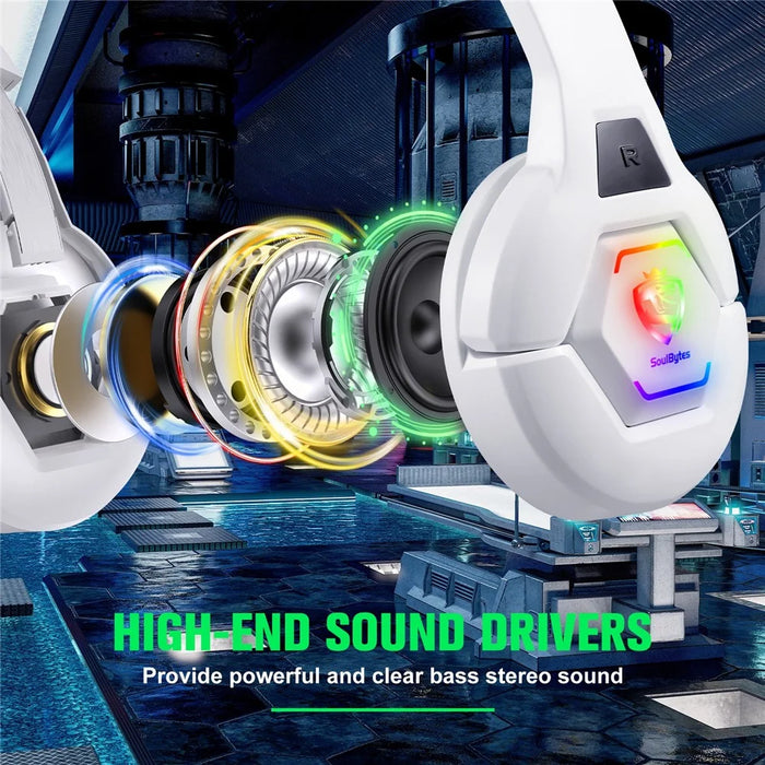 KOTION EACH S100 Wired Gaming Headset for PS4 / PS5 / Computer E-Sports LED Light Headphone with Adapter Cable - White - 7