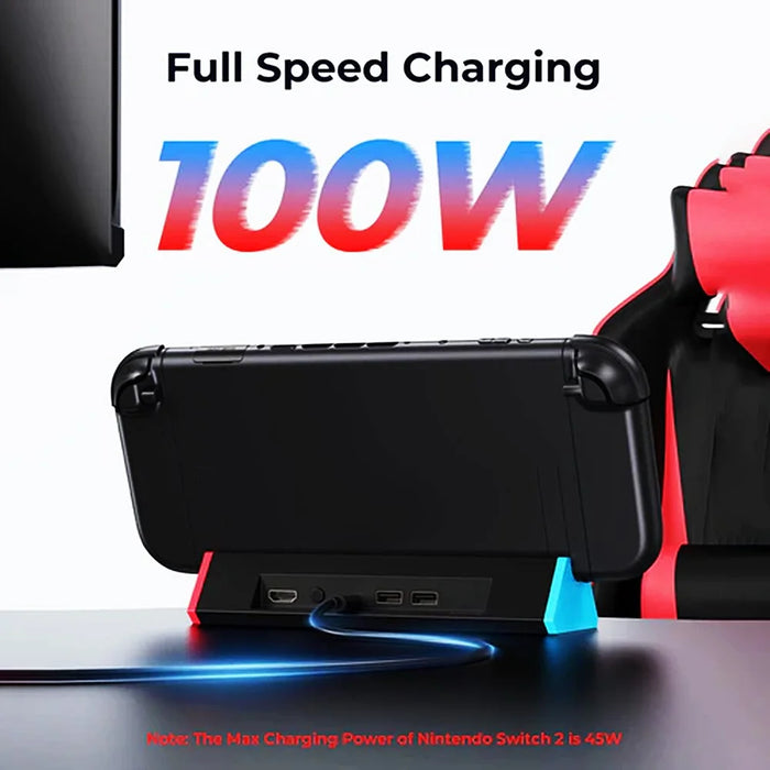 For Nintendo Switch 2 Dock Station HD 2.1 Adapter 4K 120Hz Portable Charging Expansion Hub - 4