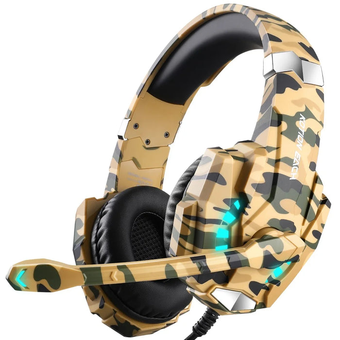 KOTION EACH G9000 Pro Camouflage Pattern Gaming Headset for PC Wired Headphones with Mic and LED Light - Yellow Camouflage - 1