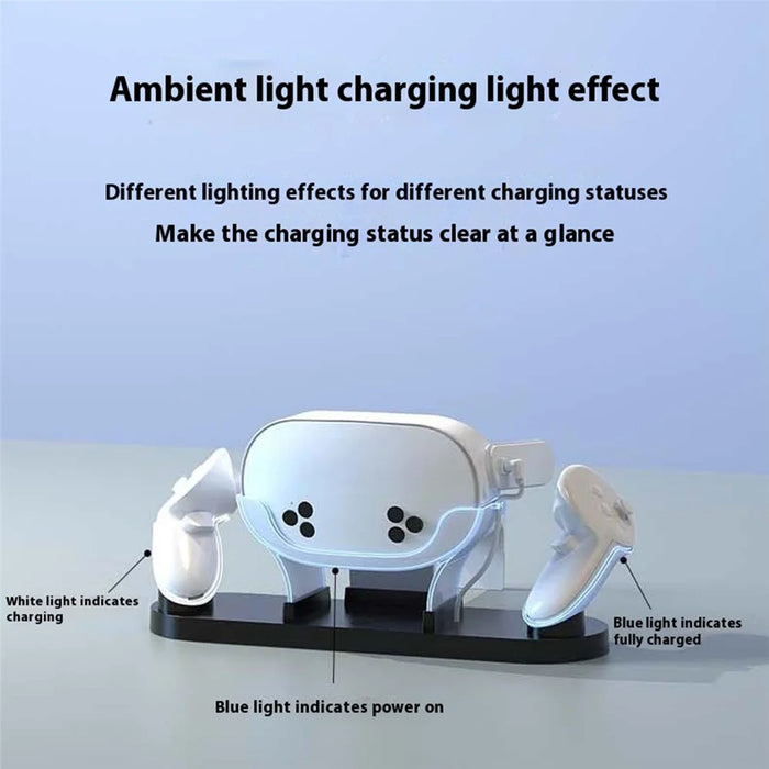 IPLAY HBV-637 For Meta Quest 3S / 3 VR Headset Charging Dock Controller Desktop Charger with LED Light - 5