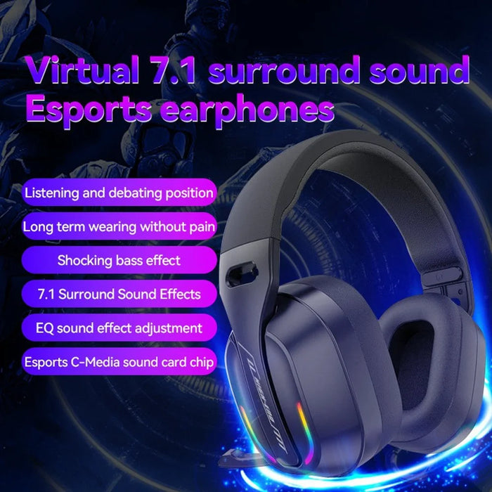 GT100 2.4G / Bluetooth-Compatible / Wired Gaming Headset RGB Light E-Sports Music Over-ear Headphone - 2