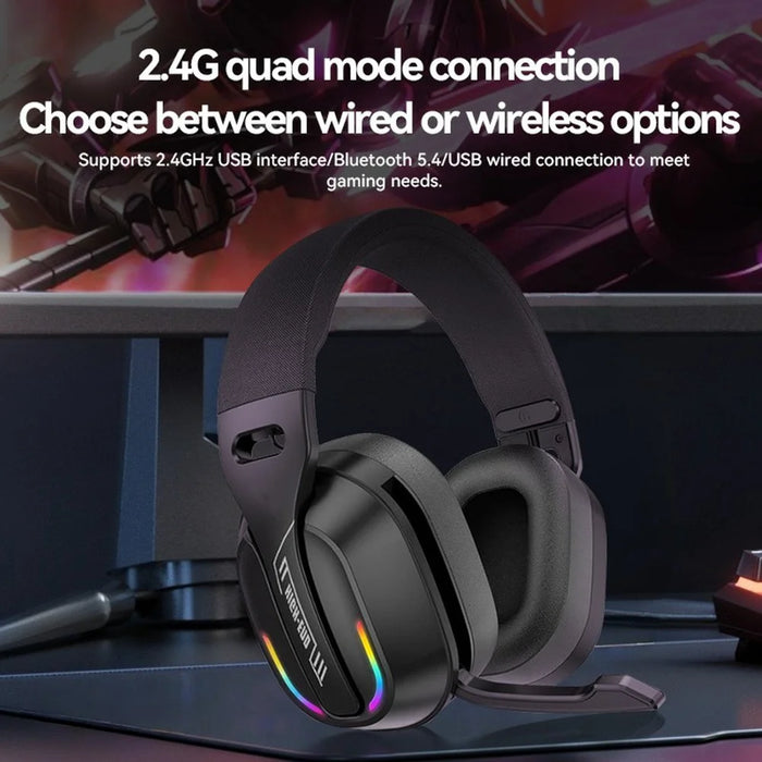 GT100 2.4G / Bluetooth-Compatible / Wired Gaming Headset RGB Light E-Sports Music Over-ear Headphone - 4