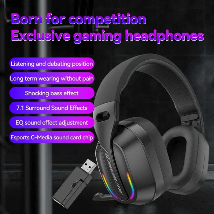 GT100 2.4G / Bluetooth-Compatible / Wired Gaming Headset RGB Light E-Sports Music Over-ear Headphone - 5