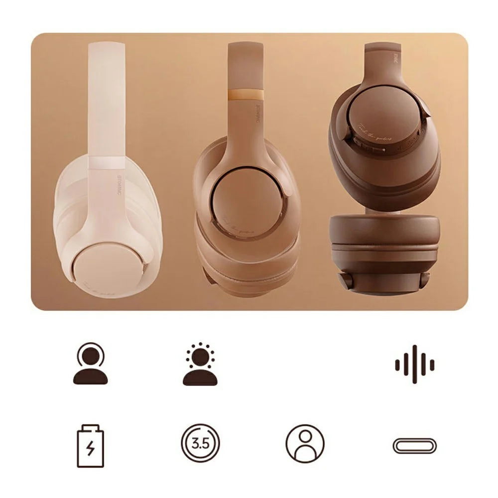 Bt048NC Over-Ear Wireless Headphone ANC Noise Cancelling Bluetooth-Compatible Music Headset - Dark Brown - 2