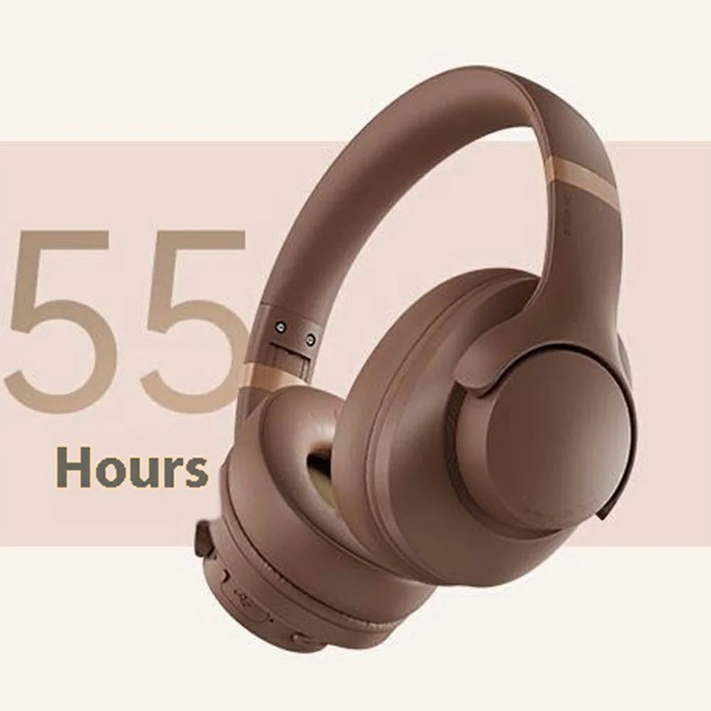 Bt048NC Over-Ear Wireless Headphone ANC Noise Cancelling Bluetooth-Compatible Music Headset - Dark Brown - 4