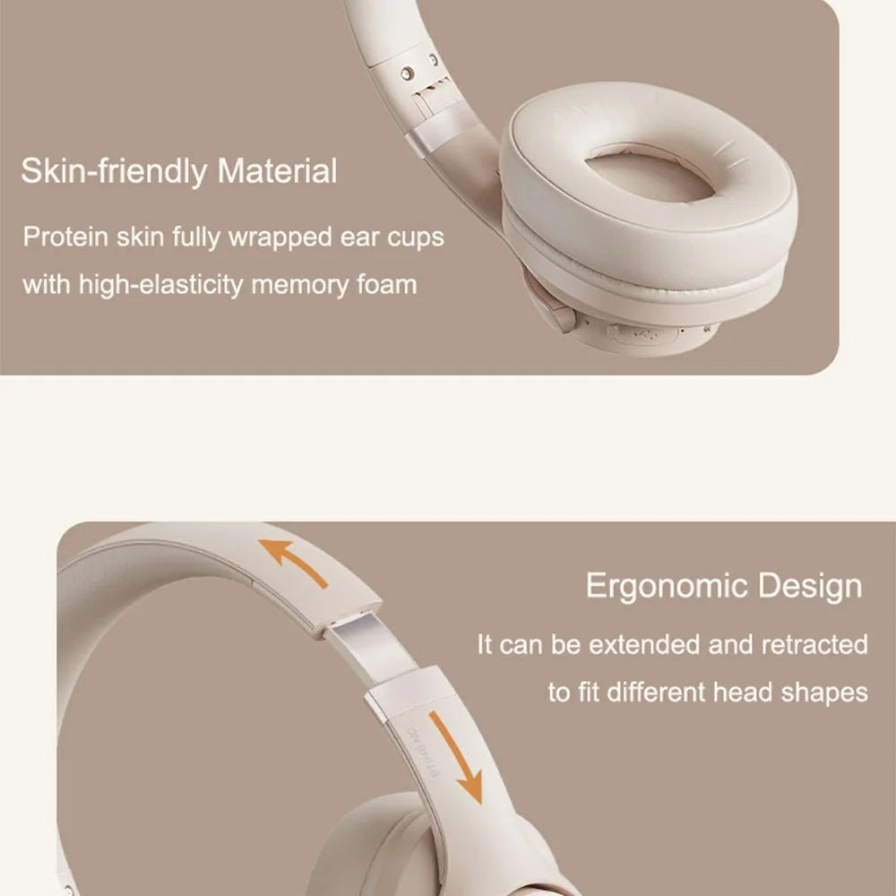 Bt048NC Over-Ear Wireless Headphone ANC Noise Cancelling Bluetooth-Compatible Music Headset - Dark Brown - 5
