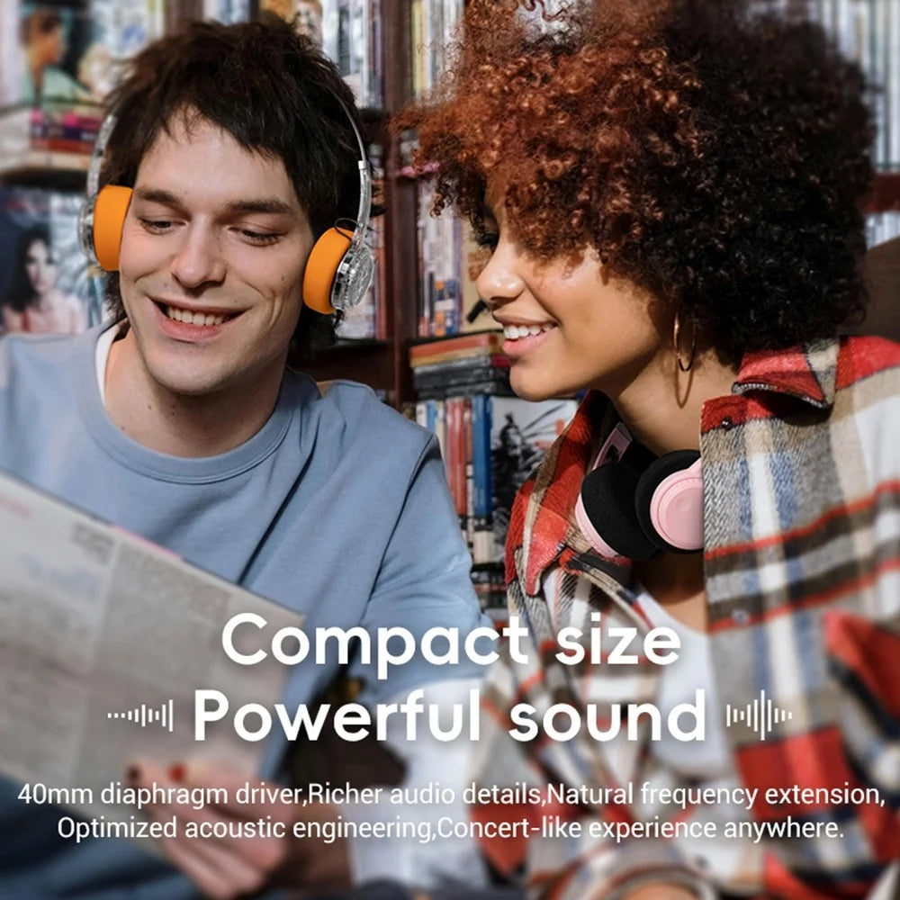 LC6300 Wireless Bluetooth-Compatible Headphone Retro HIFI Stereo Deep Bass DJ Music Headset - Transparent - 4