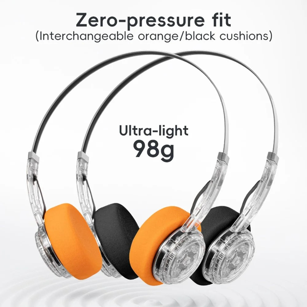 LC6300 Wireless Bluetooth-Compatible Headphone Retro HIFI Stereo Deep Bass DJ Music Headset - Transparent - 5