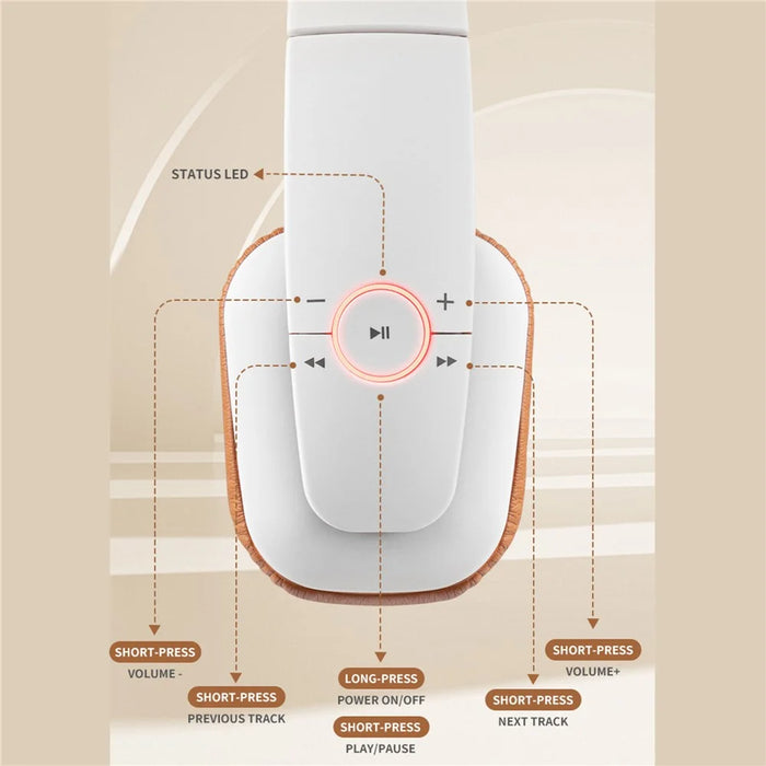 LC3200 Retro Gaming Wireless Bluetooth-Compatible Headphone Foldable Over-Ear Headset - White - 6