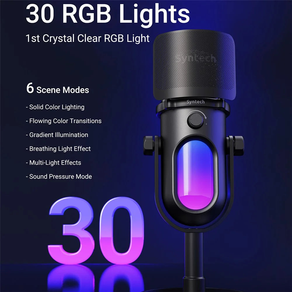 SYNTECH M100 RGB Capacitor Gaming Microphone HiFi Recording Studio-Level Audio Mic for Gaming / Live Streaming - 2