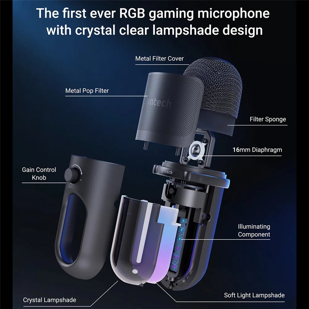 SYNTECH M100 RGB Capacitor Gaming Microphone HiFi Recording Studio-Level Audio Mic for Gaming / Live Streaming - 3