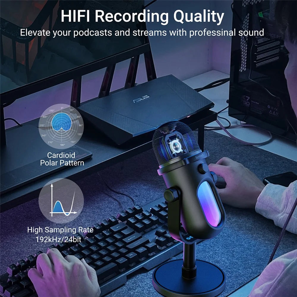 SYNTECH M100 RGB Capacitor Gaming Microphone HiFi Recording Studio-Level Audio Mic for Gaming / Live Streaming - 4