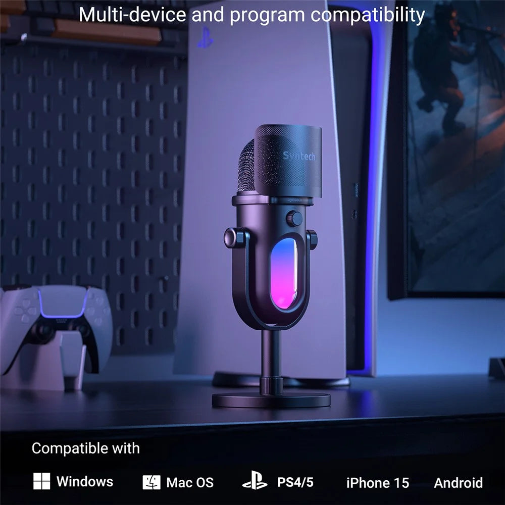 SYNTECH M100 RGB Capacitor Gaming Microphone HiFi Recording Studio-Level Audio Mic for Gaming / Live Streaming - 7
