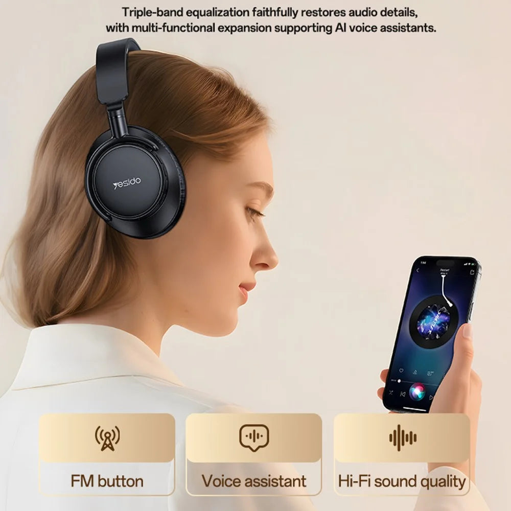 YESIDO EP12 Over-Ear Bluetooth-Compatible Headphones Zero-Pressure Comfort Wired  /  Wireless Dual Mode - 3