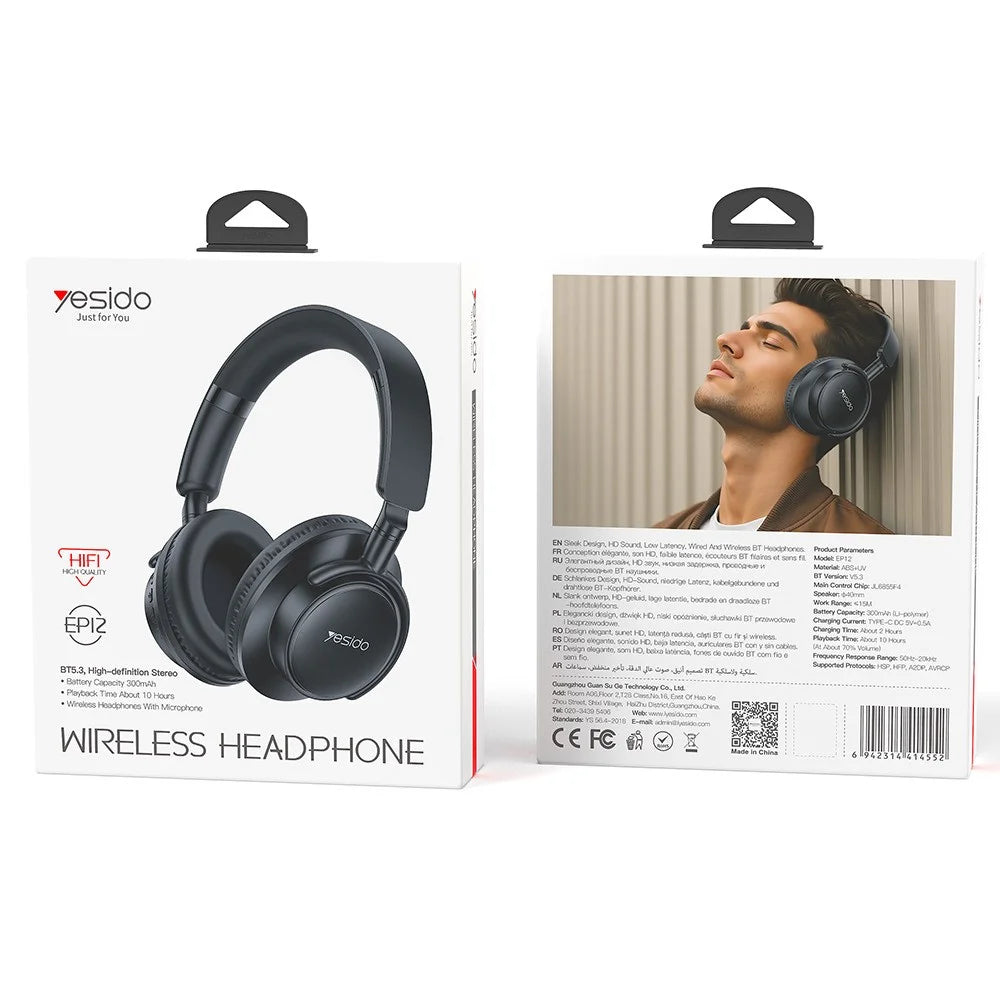 YESIDO EP12 Over-Ear Bluetooth-Compatible Headphones Zero-Pressure Comfort Wired  /  Wireless Dual Mode - 7