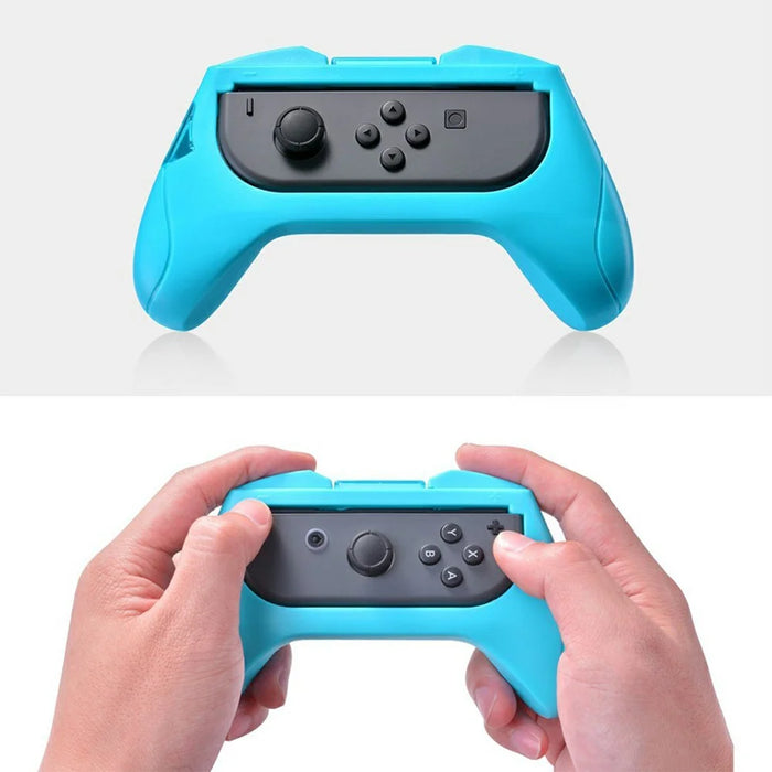 2Pcs for Nintendo Switch Controller Grip Handle Left Right Non-Slip Thumb Grip - Red + Blue - 3