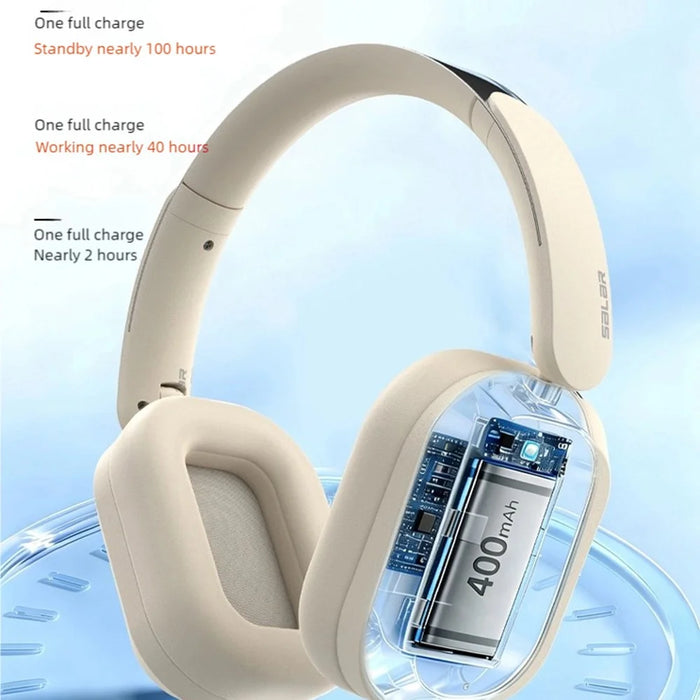 SALAR BM709 Wireless Headphones Bluetooth-Compatible 5.3 Gaming Headset with Mic  /  Dual EQ Modes - Beige - 3