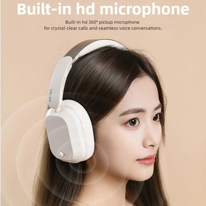 SALAR BM709 Wireless Headphones Bluetooth-Compatible 5.3 Gaming Headset with Mic  /  Dual EQ Modes - Beige - 4
