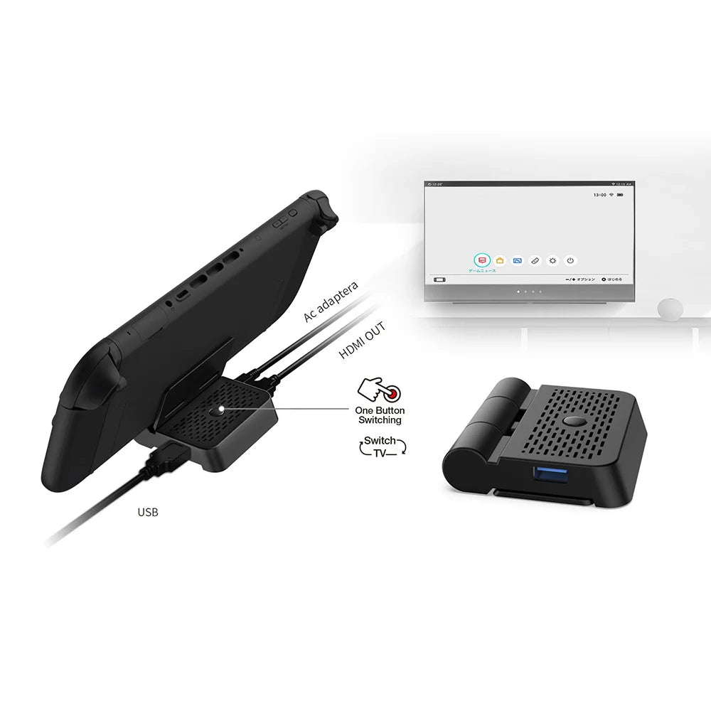 DOBE FOMIS ELECTRONICS TNS-19027B For Nintendo Switch 2/Switch 2/Switch OLED Video Converter Dock 4K HD Output Folding Portable Stand - Black - 5