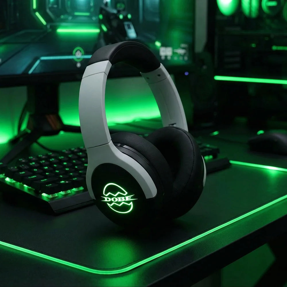 DOBE FOMIS ELECTRONICS TP5-5515 Wireless Gaming Headset 2.4G Bluetooth-Compatible Headphone with RGB LED Mic for PS5/PS4/Nintendo Switch/PC - Black/White - 6