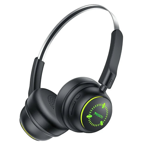 YESIDO EP15 Wireless Headphones for Kids Bluetooth-Compatible On-Ear Headset with LED Colorful Light Effects - Black - 1