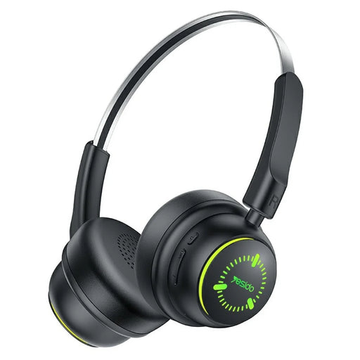 YESIDO EP15 Wireless Headphones for Kids Bluetooth-Compatible On-Ear Headset with LED Colorful Light Effects - Black - 1