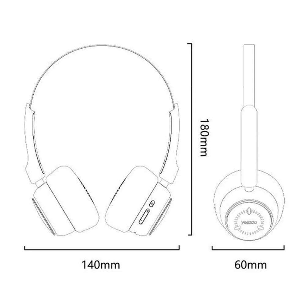 YESIDO EP15 Wireless Headphones for Kids Bluetooth-Compatible On-Ear Headset with LED Colorful Light Effects - Black - 7