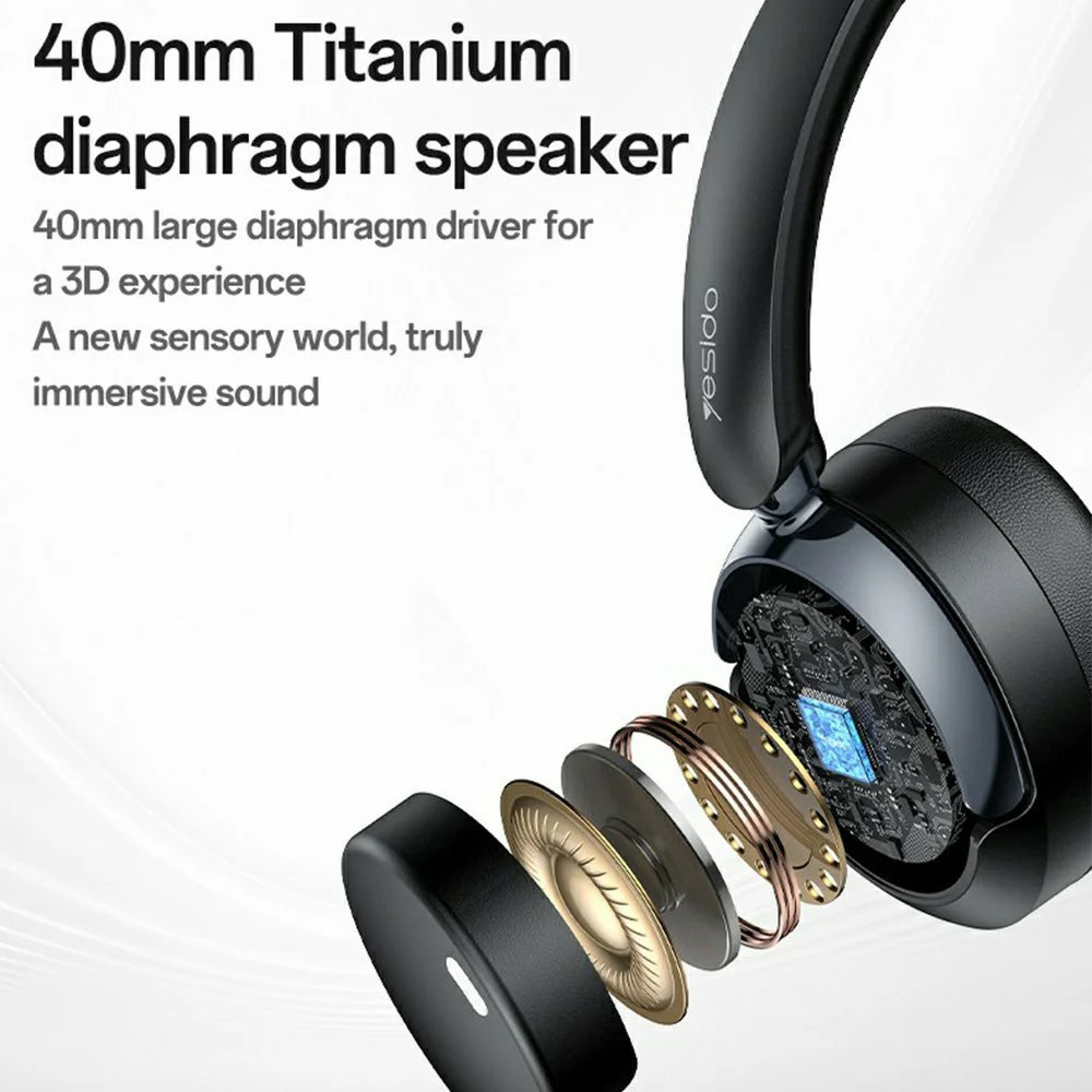 YESIDO EP11 Wireless Headphones ANC+ENC Bluetooth-Compatible Over-Ear Headset with Microphone - Black - 2