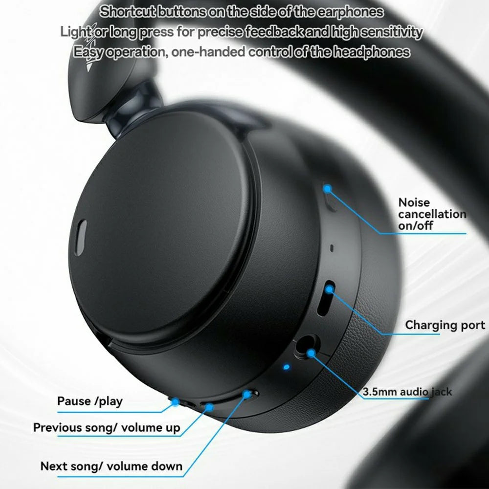 YESIDO EP11 Wireless Headphones ANC+ENC Bluetooth-Compatible Over-Ear Headset with Microphone - Black - 5