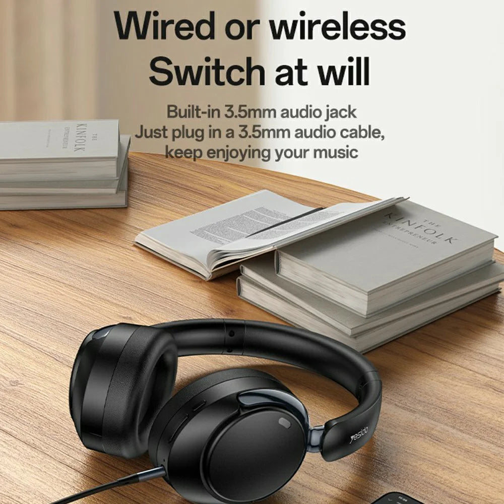 YESIDO EP11 Wireless Headphones ANC+ENC Bluetooth-Compatible Over-Ear Headset with Microphone - Black - 7