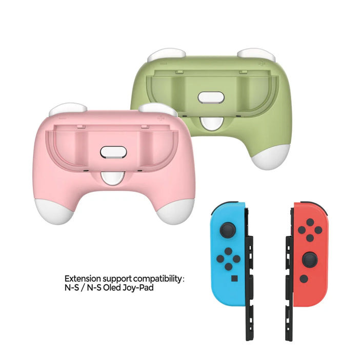 DOBE FOMIS ELECTRONICS TNS-3163S 2Pcs Joy-Con Grip for Nintendo Switch 2/Switch OLED/Switch Ergonomic Controller Handle - White+Pink+Green - 3