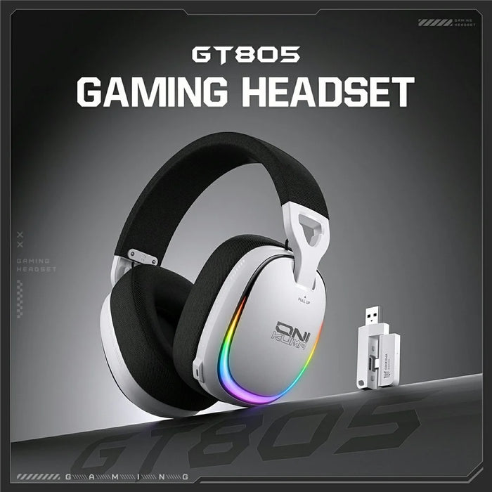 ONIKUMA GT805 4 Modes Wireless / Wired Gaming Headset Over-Ear Headphones with RGB Light - White - 3
