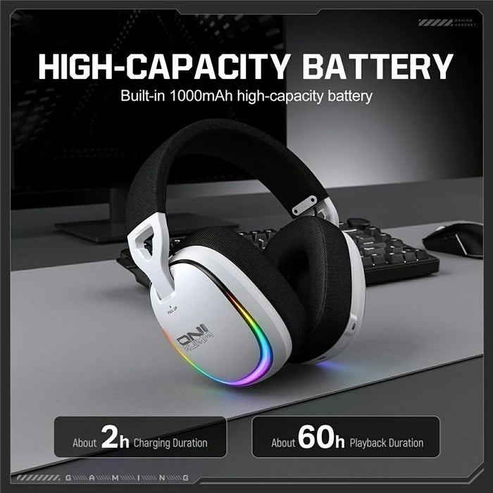 ONIKUMA GT805 4 Modes Wireless / Wired Gaming Headset Over-Ear Headphones with RGB Light - White - 5