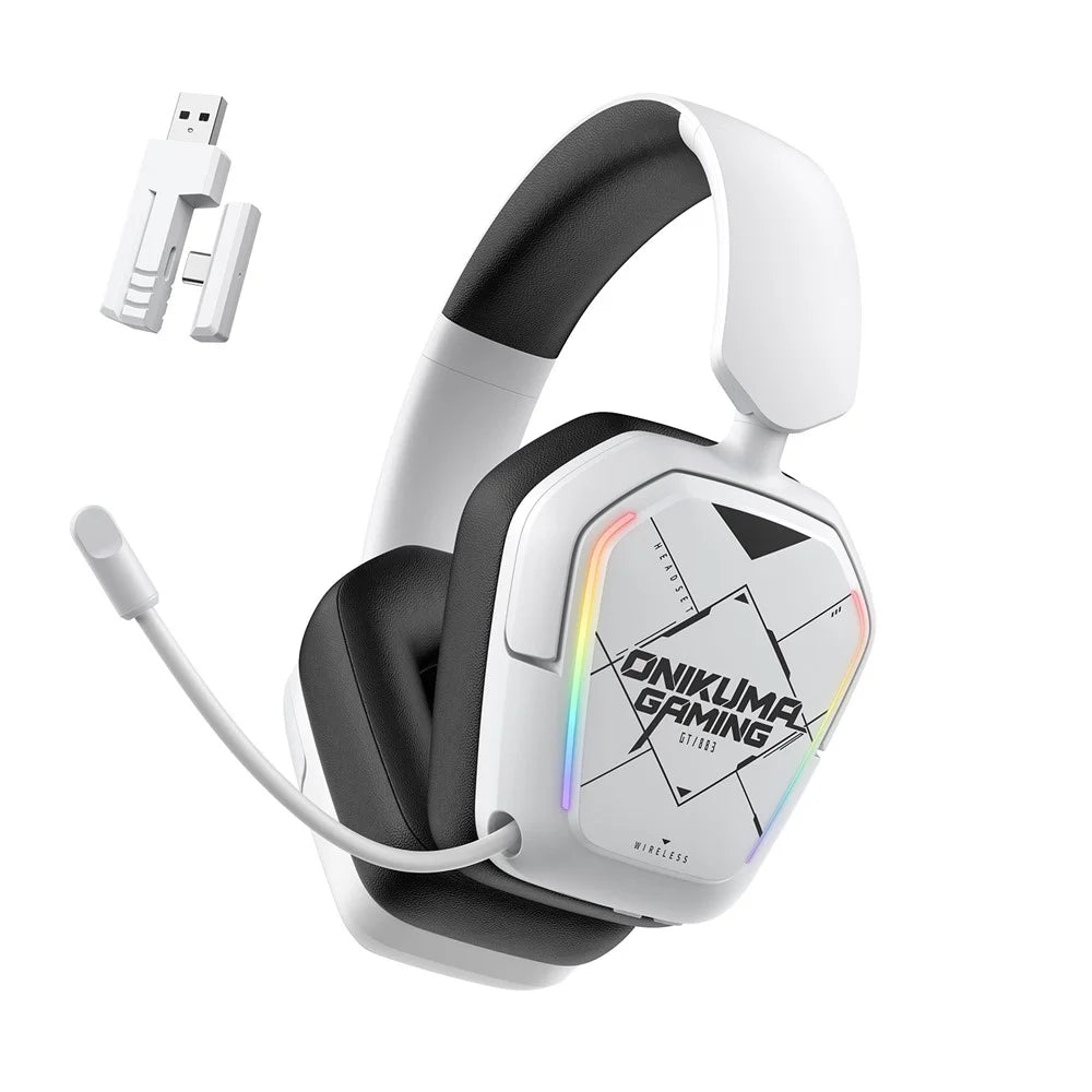ONIKUMA GT883 Wireless Gaming Headset 4 Mode Bluetooth-Compatible Headphones with Microphone - White - 1