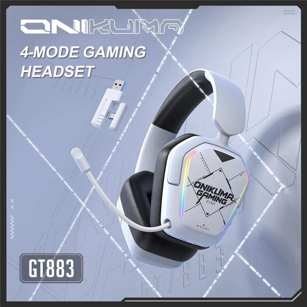 ONIKUMA GT883 Wireless Gaming Headset 4 Mode Bluetooth-Compatible Headphones with Microphone - White - 2