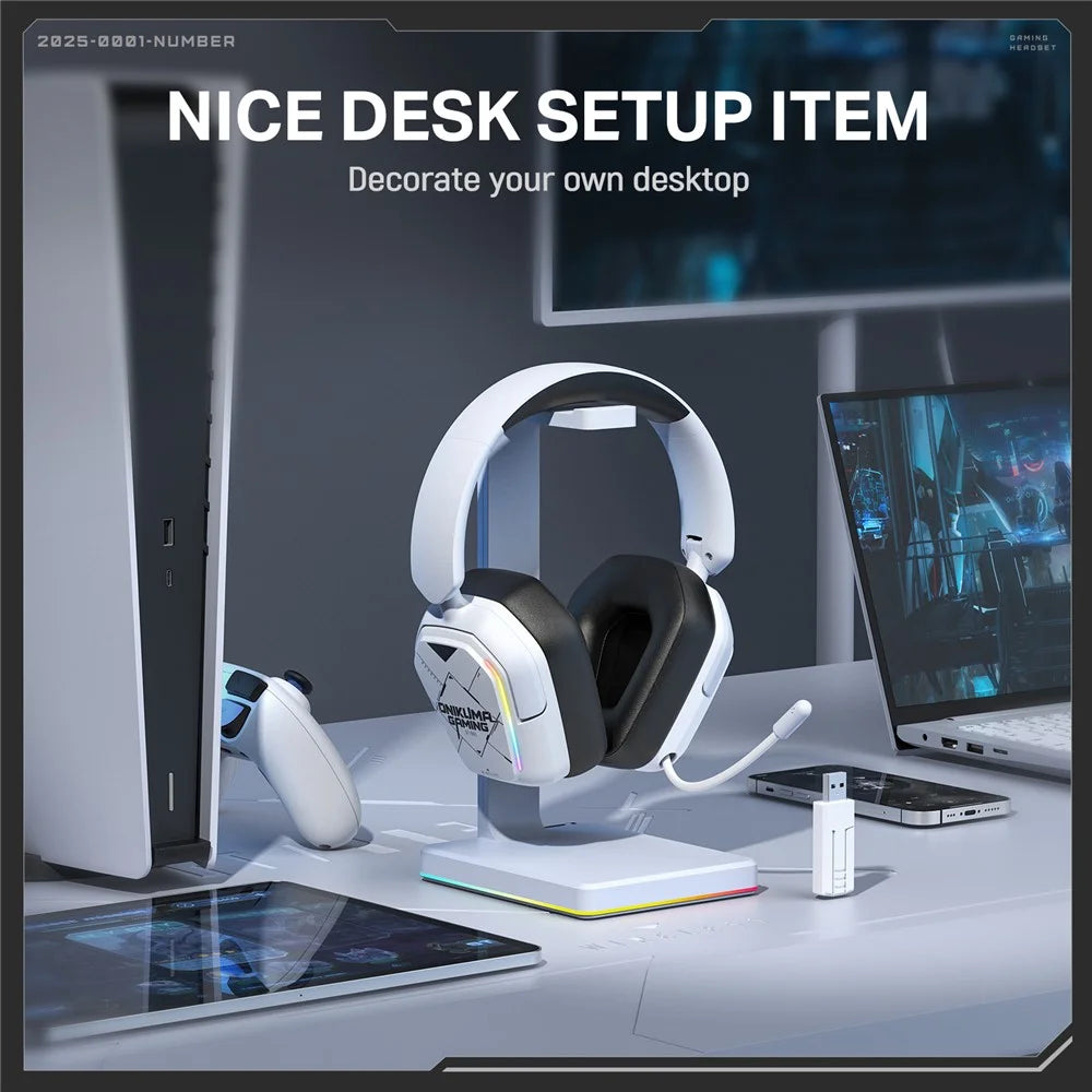 ONIKUMA GT883 Wireless Gaming Headset 4 Mode Bluetooth-Compatible Headphones with Microphone - White - 6