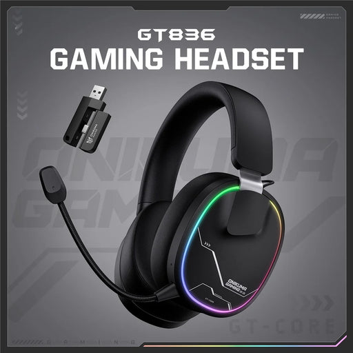 ONIKUMA GT836 Wireless Gaming Headset 4 Mode Bluetooth-Compatible Headphones with Noise Cancelling Microphone - Black - 2