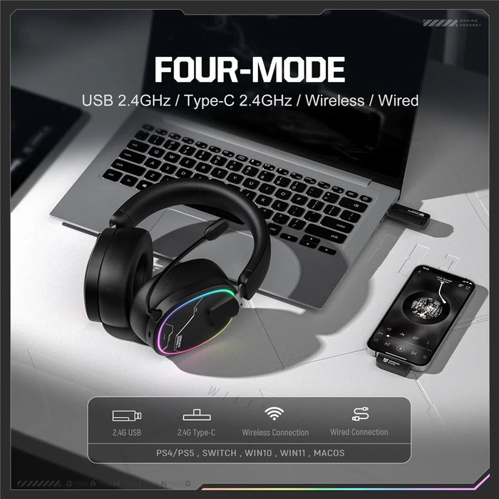 ONIKUMA GT836 Wireless Gaming Headset 4 Mode Bluetooth-Compatible Headphones with Noise Cancelling Microphone - Black - 3