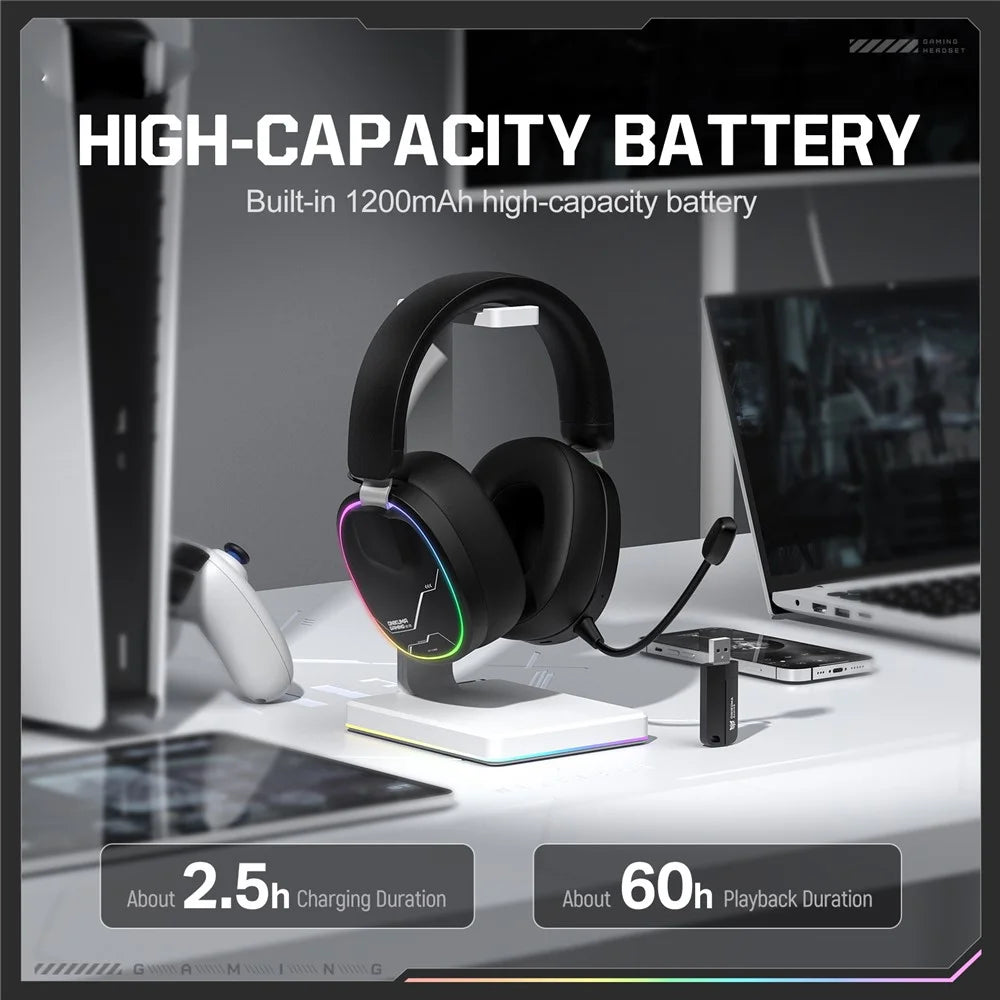 ONIKUMA GT836 Wireless Gaming Headset 4 Mode Bluetooth-Compatible Headphones with Noise Cancelling Microphone - Black - 4