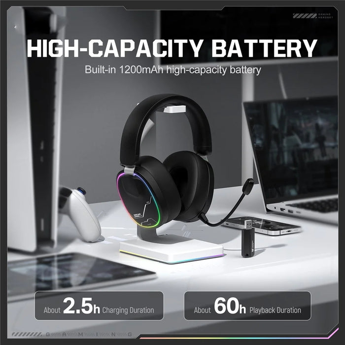 ONIKUMA GT836 Wireless Gaming Headset 4 Mode Bluetooth-Compatible Headphones with Noise Cancelling Microphone - Black - 4