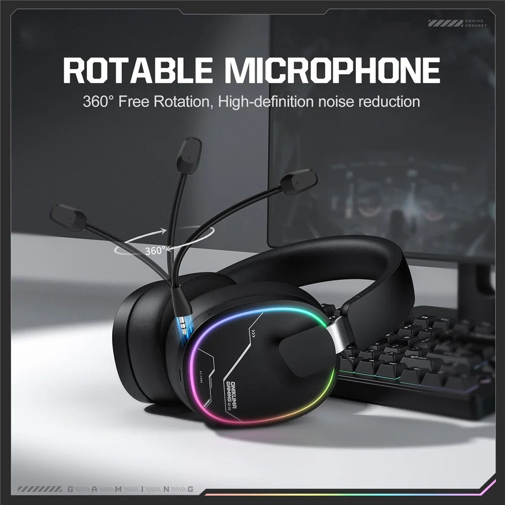 ONIKUMA GT836 Wireless Gaming Headset 4 Mode Bluetooth-Compatible Headphones with Noise Cancelling Microphone - Black - 6