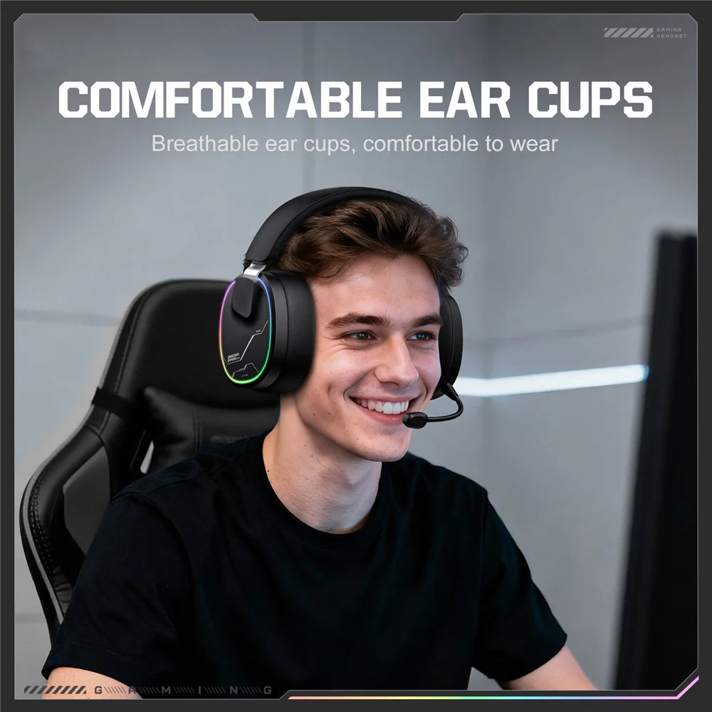 ONIKUMA GT836 Wireless Gaming Headset 4 Mode Bluetooth-Compatible Headphones with Noise Cancelling Microphone - Black - 7