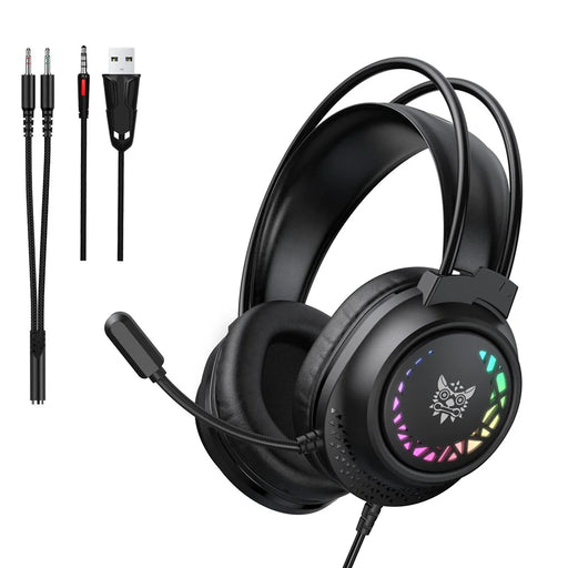 ONIKUMA X92 Gaming Headset RGB LED Wired Over Ear Headphones with Microphone For PC PS5 Gaming - Black - 1