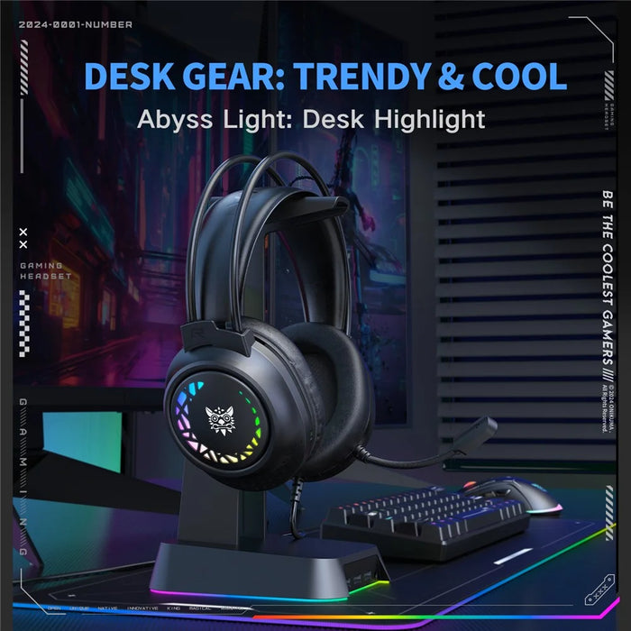 ONIKUMA X92 Gaming Headset RGB LED Wired Over Ear Headphones with Microphone For PC PS5 Gaming - Black - 6