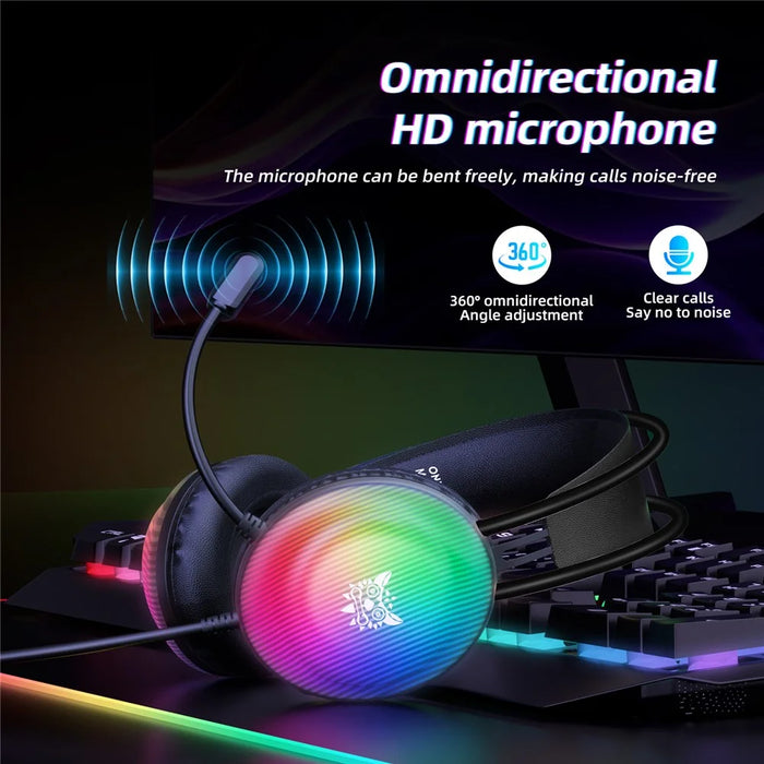 ONIKUMA X29 Gaming Headset Wired Over Ear with Microphone RGB Lighting For PC  /  Console Gaming - Black - 2