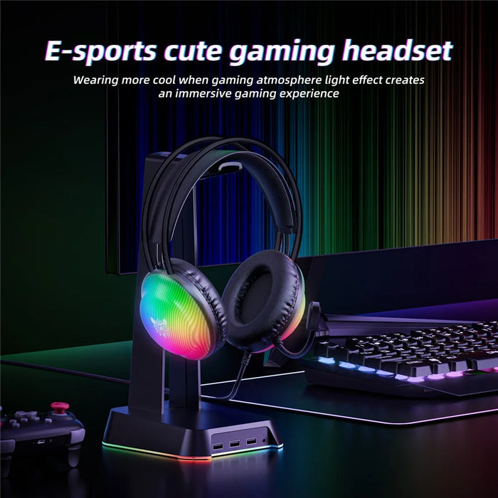 ONIKUMA X29 Gaming Headset Wired Over Ear with Microphone RGB Lighting For PC  /  Console Gaming - Black - 4